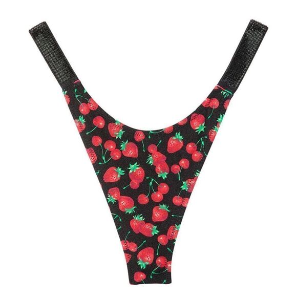Victorias Secret Swim Rhinestone Shine Strap Thong Bikini Bottoms Mixed Berry - Picture 1 of 4